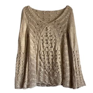 Free People Beige Crochet Sweater